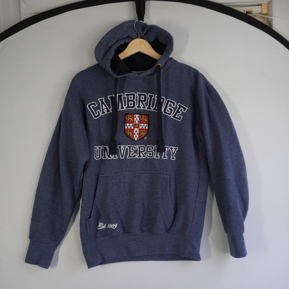 Mens Cambridge University Hoodie Sweatshirt Blue Est 1209 Crest Logo Pullover‎